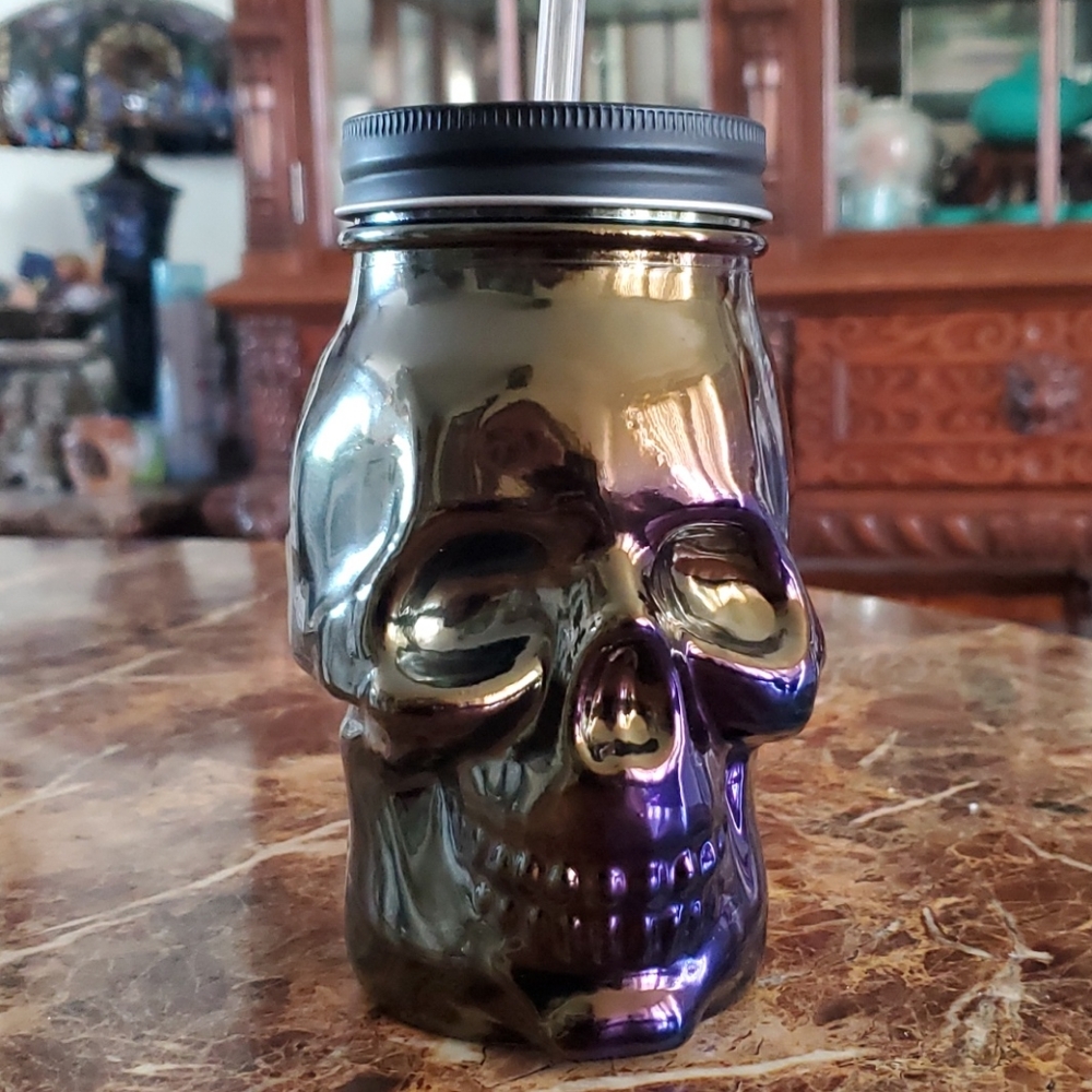 Glass Skull Jar with lid